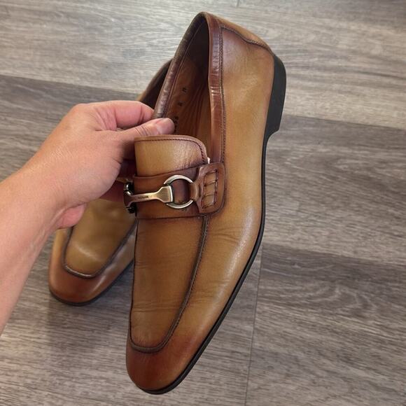 Magnanni Rafa II Apron Men’s Toe Bit Brown Loafers 8M Leather Dress Shoes Office - Picture 3 of 10